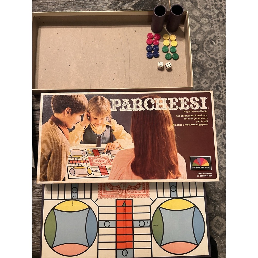 Vintage 1975 Parcheesi Board Game Selchow & Righter Complete Royal Game India
